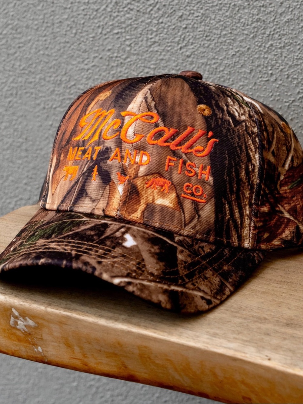 McCall's Camo Baseball Cap with Orange Embroidery